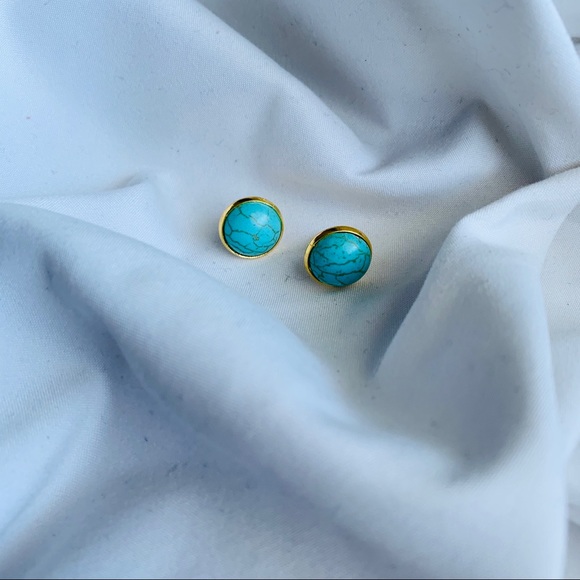 Natural Turquoise gemstone earrings - Picture 2 of 4